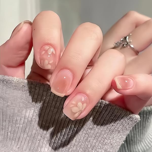 Amazon | COLORBIRD ネイルチップ 緑 花 ショート つけ爪 24枚 華やか